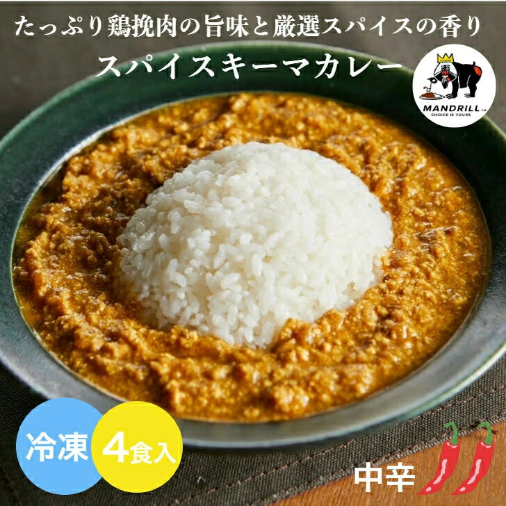 冷凍 スパイスキーマカレー 4食 神戸マンドリル 180ｇ  カレー 冷凍 スパイスカレー キーマカレー スパイス キーマ 2人前 2000円 マンドリルカレー マンドリル 神戸 冷凍食品 ご当地カレー